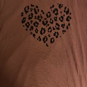 Brown Leopard Heart T-Shirt